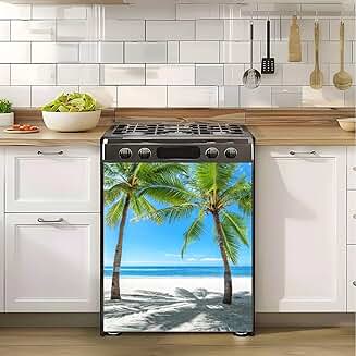 Tropical Beach Palm Trees and Sea Magnet Sticker for Refrigerator