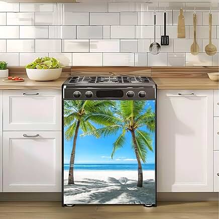 Tropical Beach Palm Trees and Sea Magnet Sticker for Refrigerator