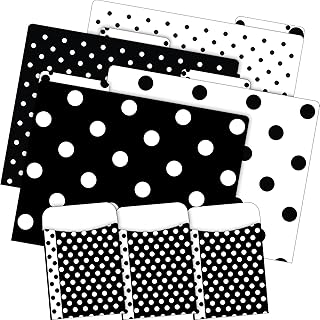 Black and White Dot File Folders and Library Pockets Set