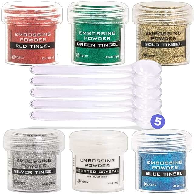 Metallic Embossing Powder Set with Tinsel Colors