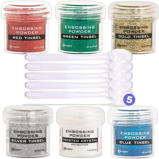 Metallic Embossing Powder Set with Tinsel Colors