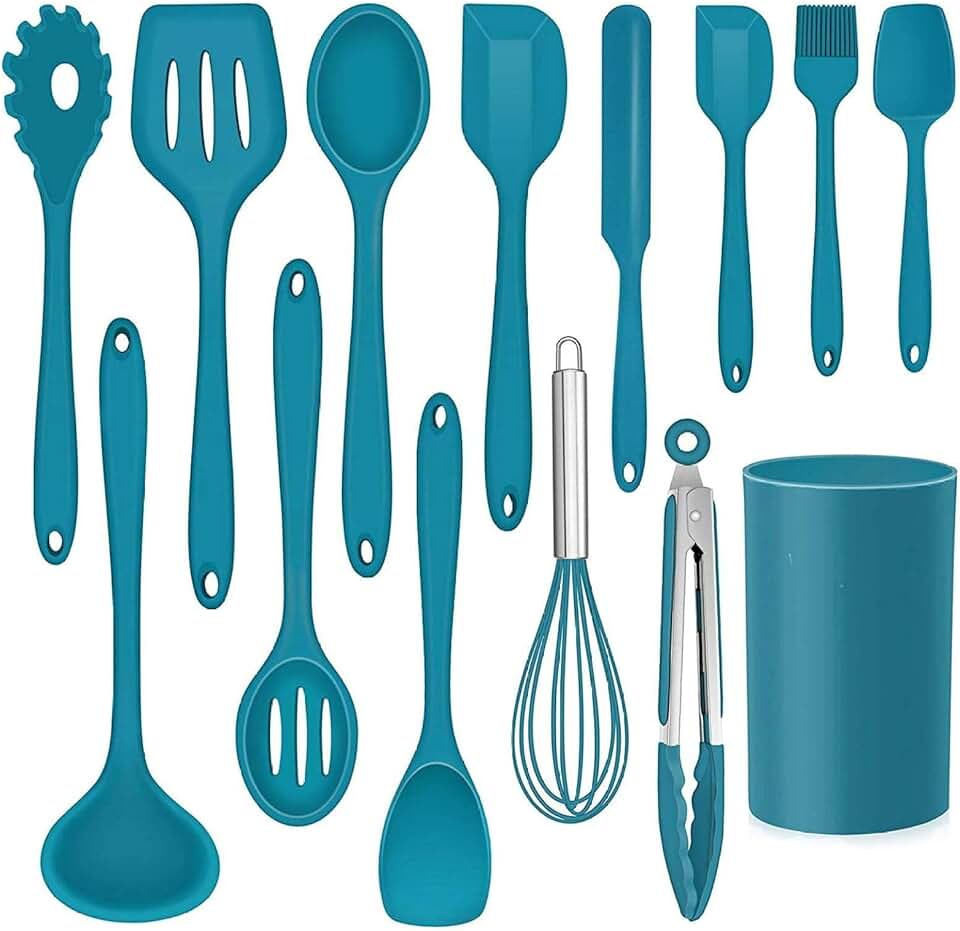14-Piece Silicone Kitchen Utensil Set with Holder