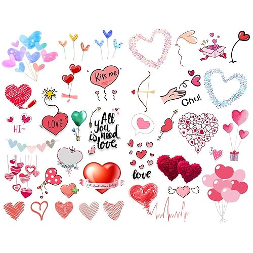 Red Heart Aesthetic Diary and Scrapbooking Stickers