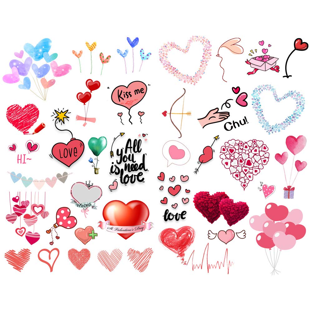 Red Heart Aesthetic Diary and Scrapbooking Stickers