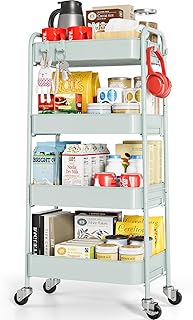 4-Tier Metal Rolling Cart with Lockable Wheels