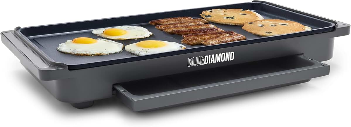 Large 20x10.5-inch Electric Griddle with Nonstick Surface