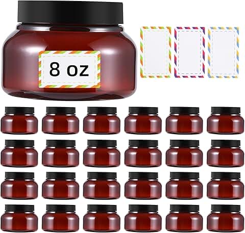 Set of 24 clear 8 oz plastic containers with lids