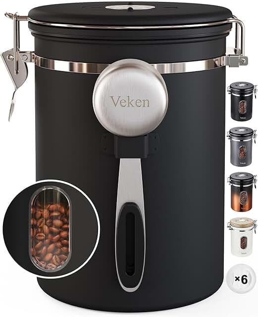 Airtight Stainless Steel Coffee Canister with Window