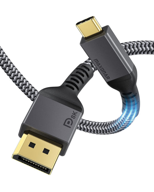 USB C to DisplayPort 1.4 VESA 8K 60Hz cable 6.6ft gray