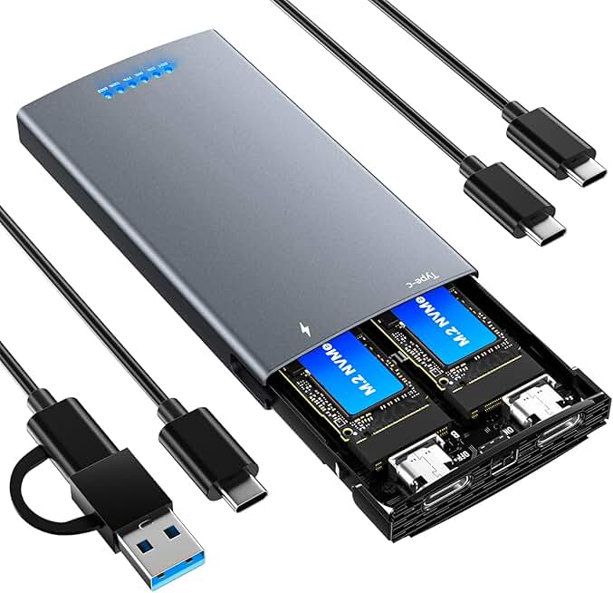 Dual Bay NVMe SSD Enclosure with Raid and Clone Mode