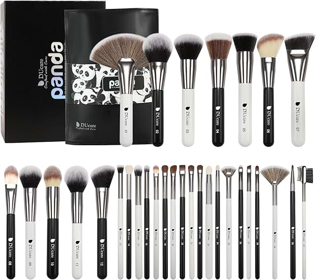 31-Piece Panda Series Makeup Brush Set with Leather Case