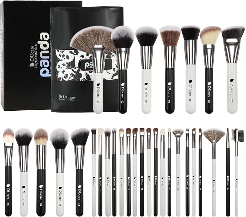 31-Piece Panda Series Makeup Brush Set with Leather Case