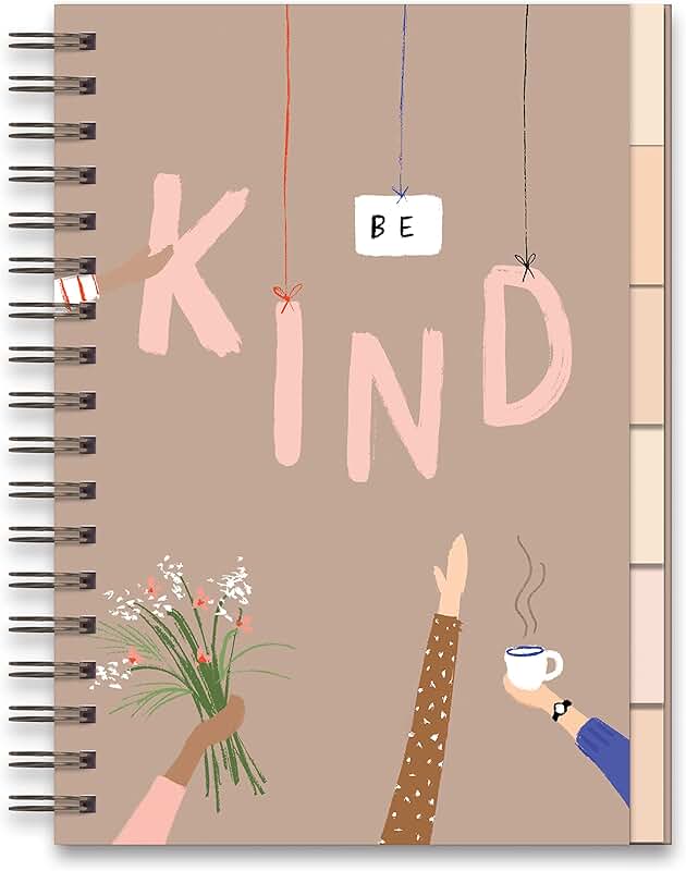 Cute hardcover daily journal with tabs and color sections