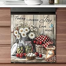 Vintage Daisy Flower Magnet Cover with Red Apples and Quotes
