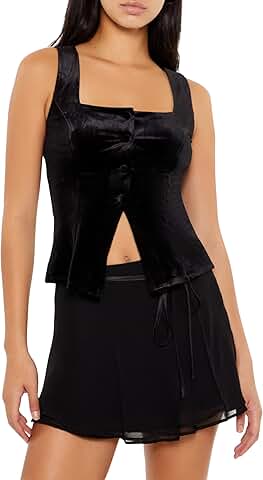 Women's Velvet Button-Front Tank Top