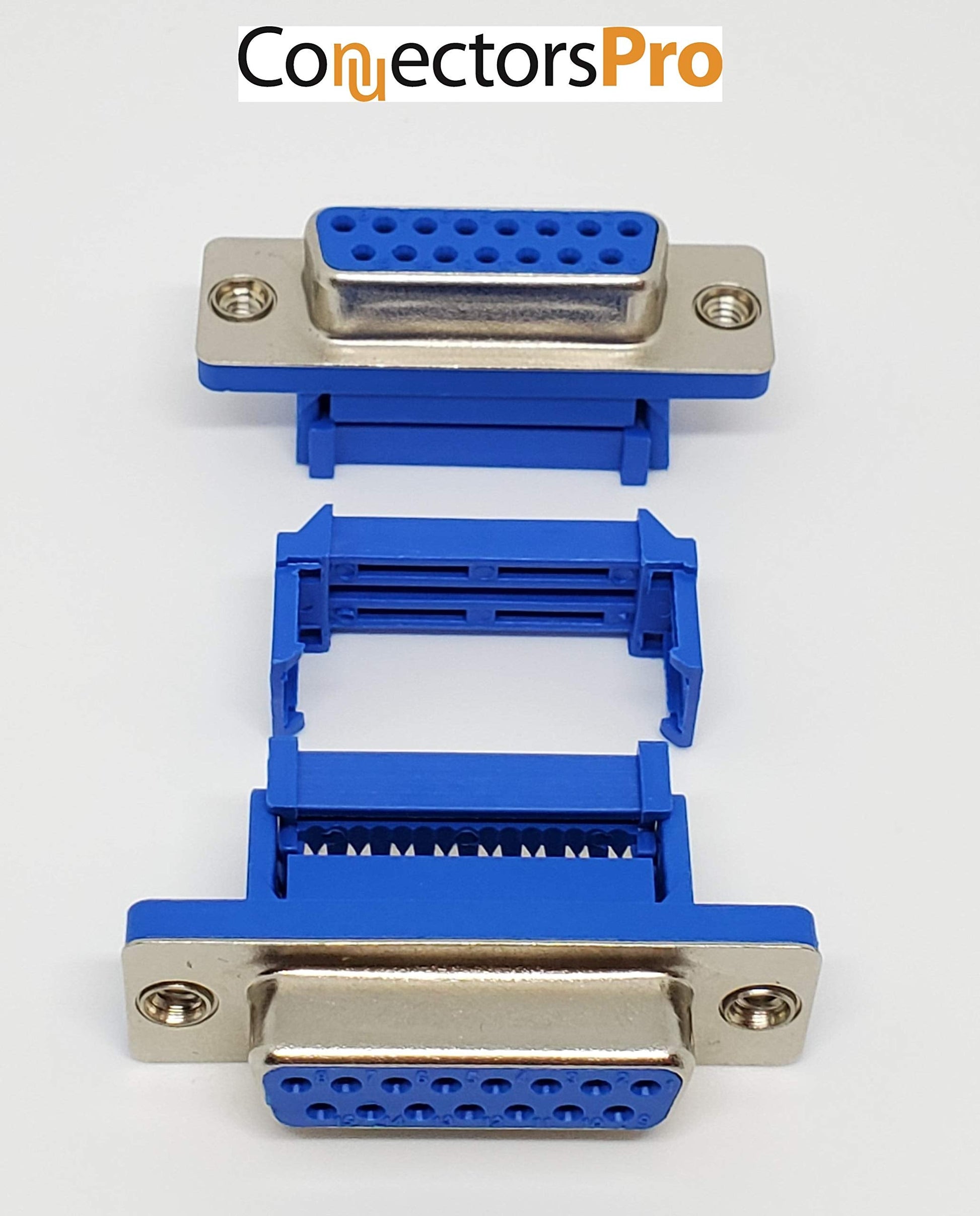 '- 10-PK IDC DB15 Female 2.54mm Crimp Connectors for Standard Flat Ribbon Cable, D-sub 15P 10-Pack