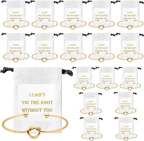 18-Piece Bridesmaid Love Knot Bracelet Set with Bags and Cards