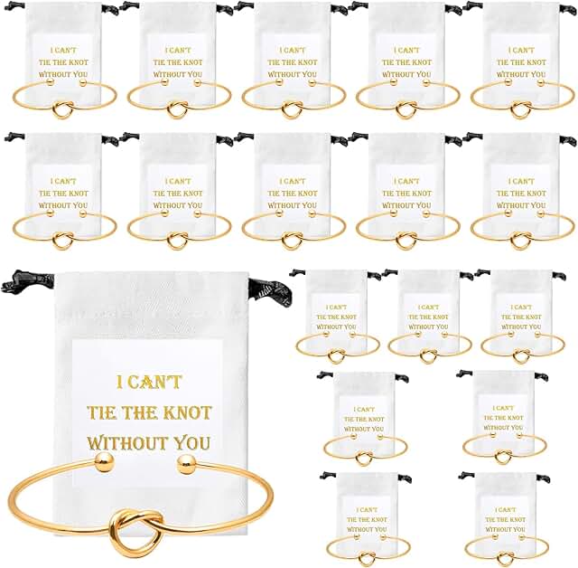 18-Piece Bridesmaid Love Knot Bracelet Set with Bags and Cards