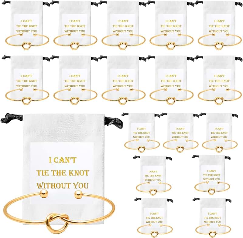 18-Piece Bridesmaid Love Knot Bracelet Set with Bags and Cards