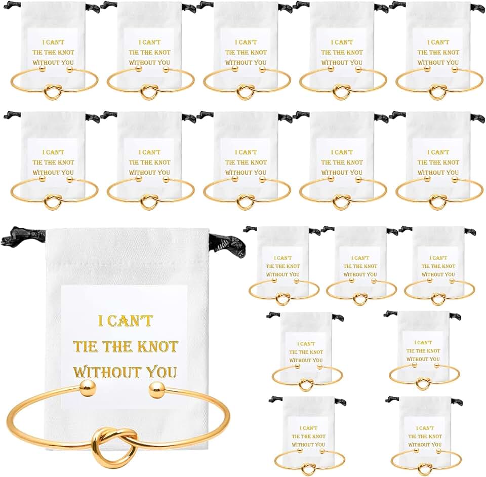 18-Piece Bridesmaid Love Knot Bracelet Set with Bags and Cards