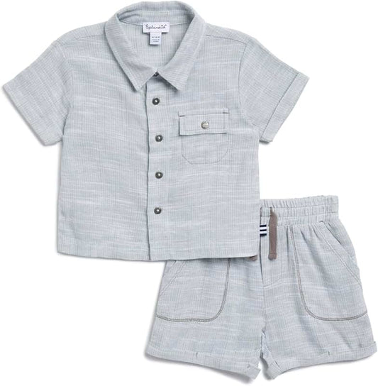 Baby Boys Linen Shirt and Shorts Set