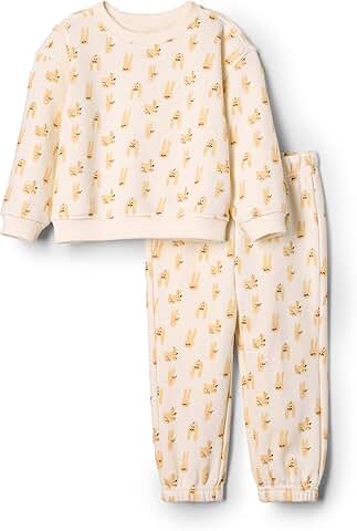 Toddler Unisex Ivory Taupe Rabbit Sweatshirt and Pants Set