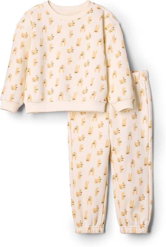 Toddler Ivory Taupe Rabbit Sweatshirt and Pants Set
