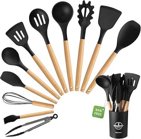 12-Piece Silicone Kitchen Utensils Set with Holder