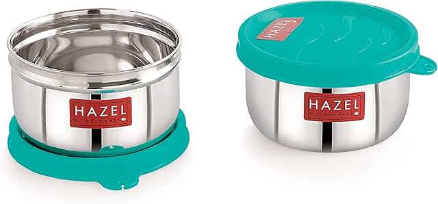 Set of 2 Stainless Steel Kitchen Storage Containers