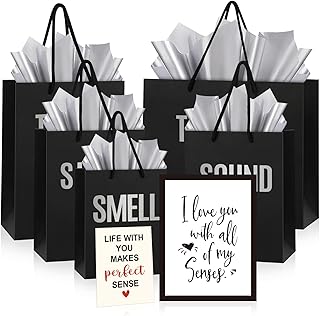 Set of five sensory gift bags with tissue and cards