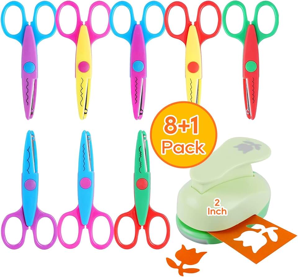 Craft Scissors and Paper Punch for Crafts and Scrapbooking