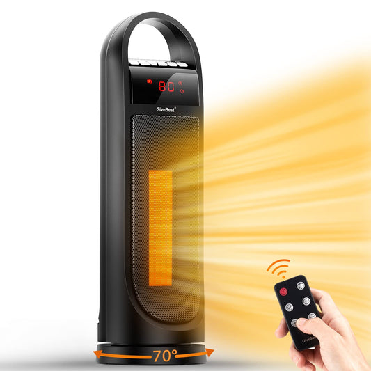 22" Ceramic Space Heater for Large Room, Portable Quiet Heater 1500W/900W with Remote Control  Built-in Timer, Thermostat, Overheat  Tip-Over Protection, Electric Rotating Heater for Indoor Use