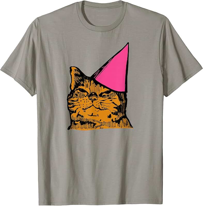 Funny Cat Wearing a Party Hat T-Shirt