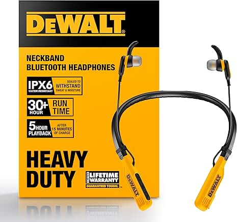 Heavy Duty Bluetooth Neckband Headphones with 30H Runtime