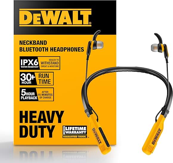 Heavy Duty Bluetooth Neckband Headphones with 30H Runtime