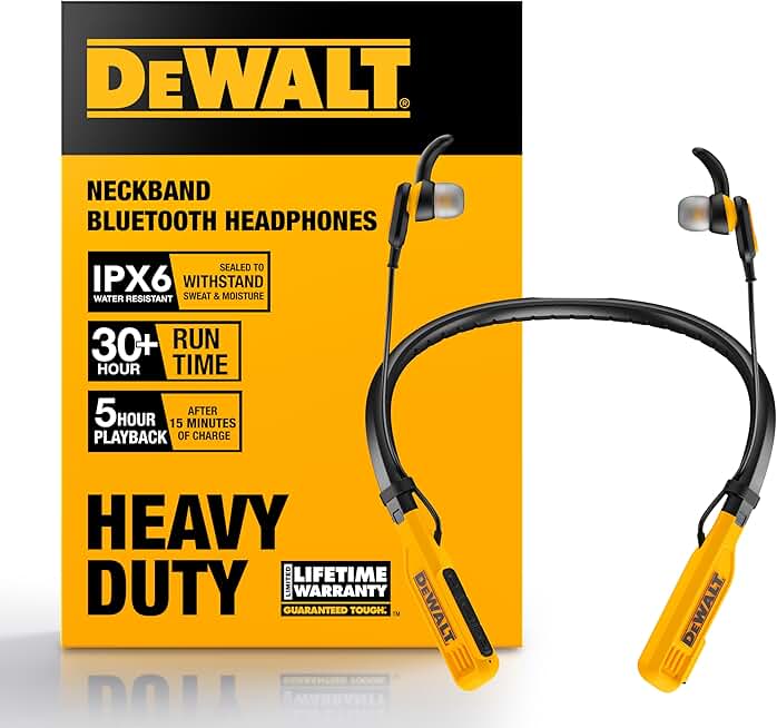 Heavy Duty Bluetooth Neckband Headphones with 30H Runtime