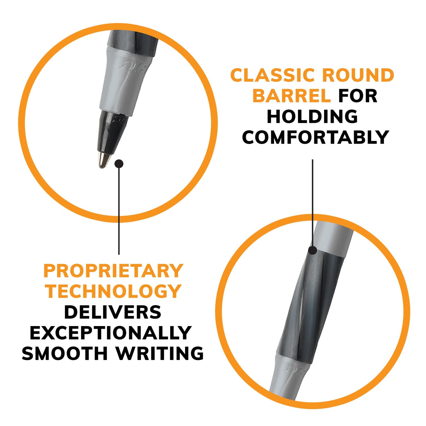 Gray Barrel Ballpoint Pens with Black Ink, Pack of 12