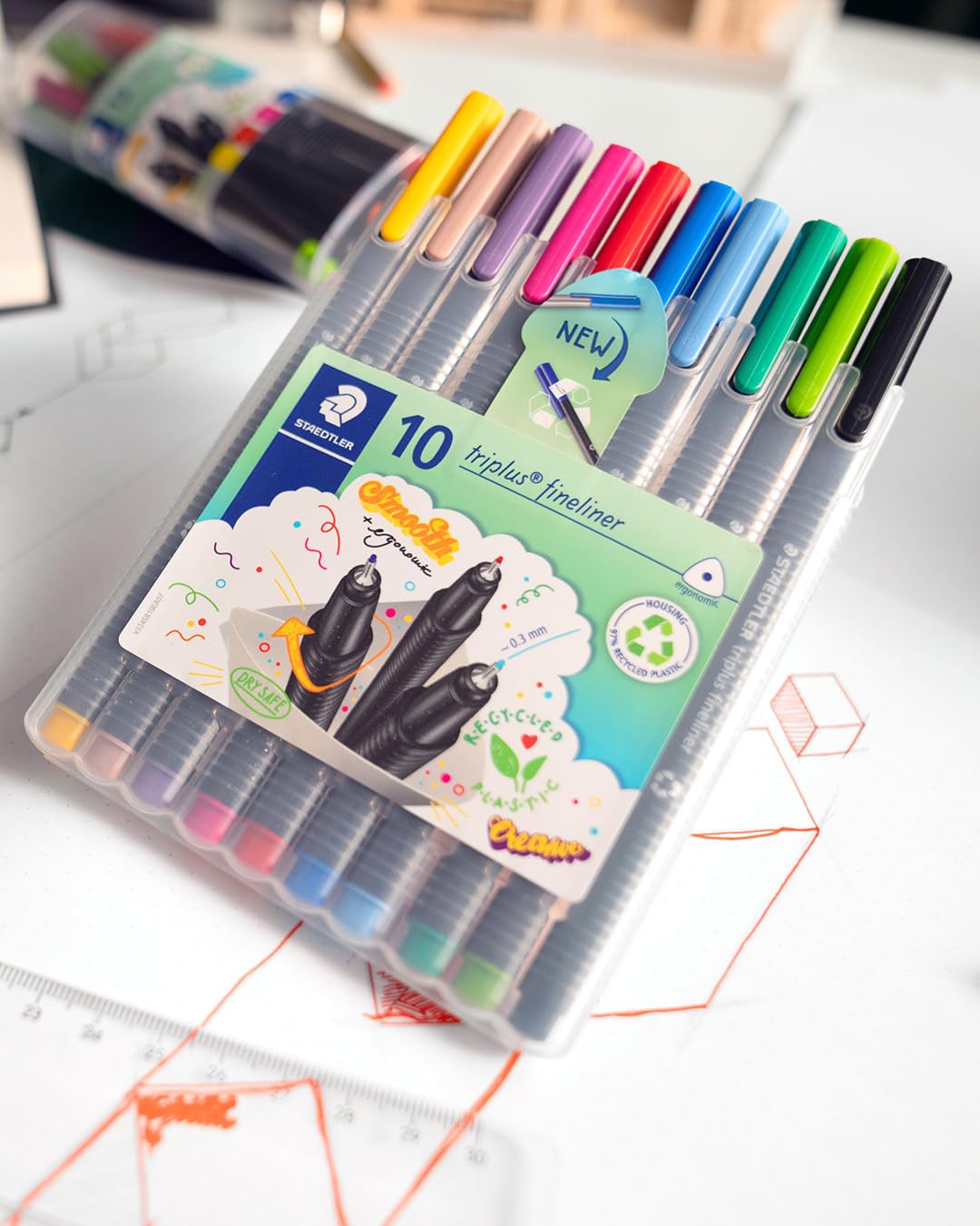 Gel Fineliner Pen, 0.3 mm, 10-pack