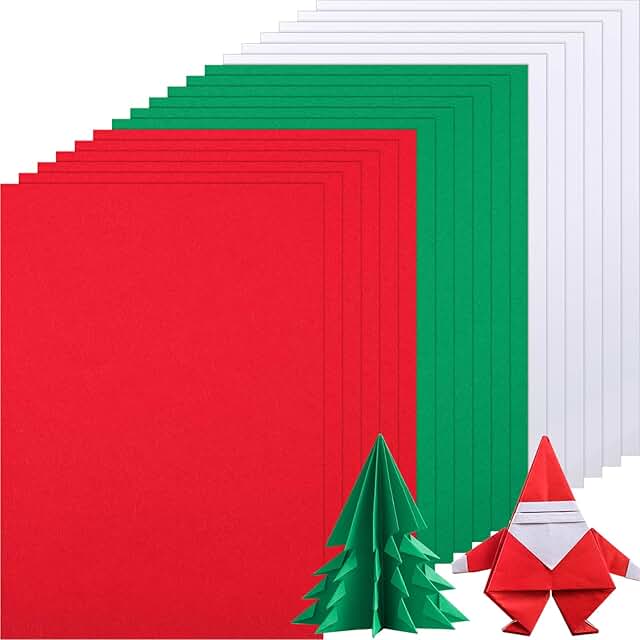 300 Sheets of Red, Green, and White Cardstock for Crafts