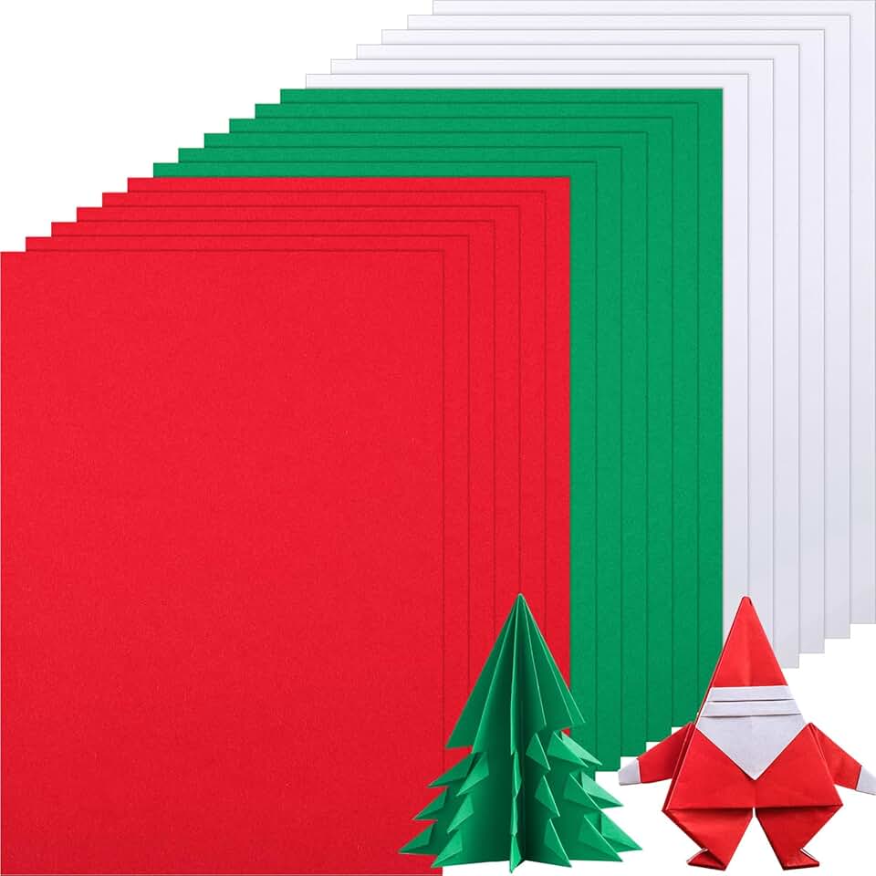 300 Sheets of Red, Green, and White Cardstock for Crafts