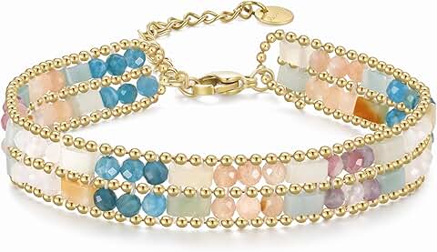 Colorful Natural Stone Crystal Beaded Bracelet for Women