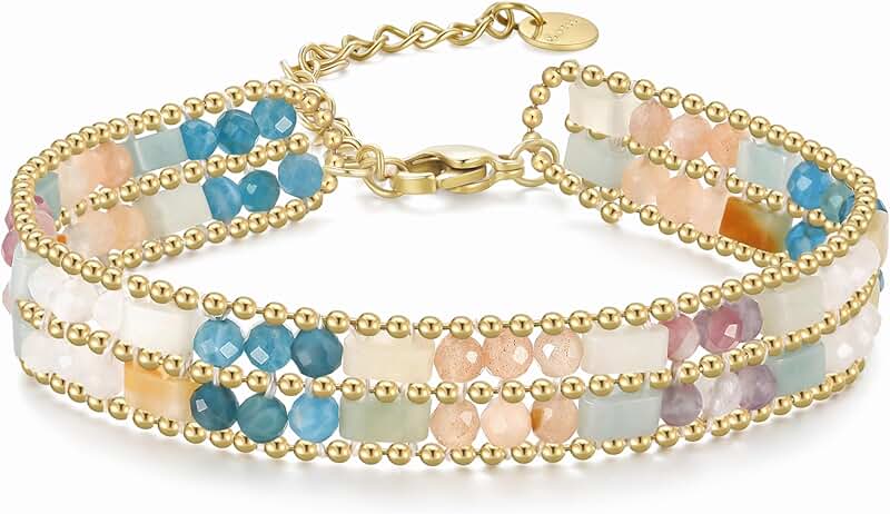 Colorful Natural Stone Crystal Beaded Bracelet for Women