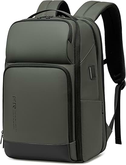 17-Inch Green Travel Backpack with USB and Water Resistance