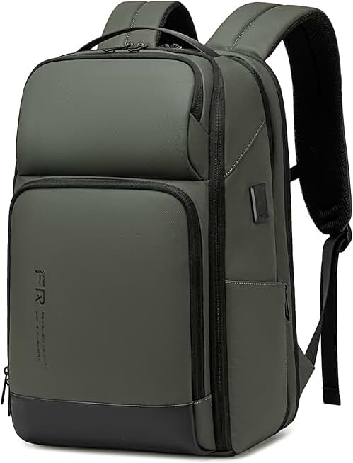 17-Inch Green Travel Backpack with USB and Water Resistance