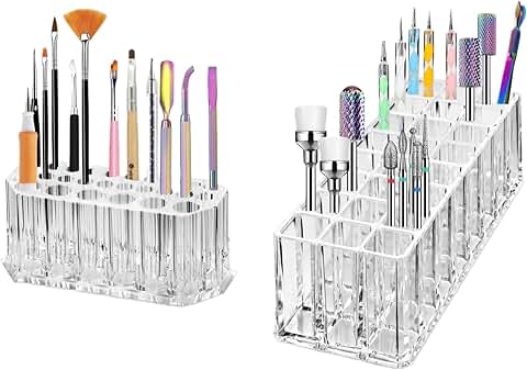 Set of 2 acrylic nail art tool organizers