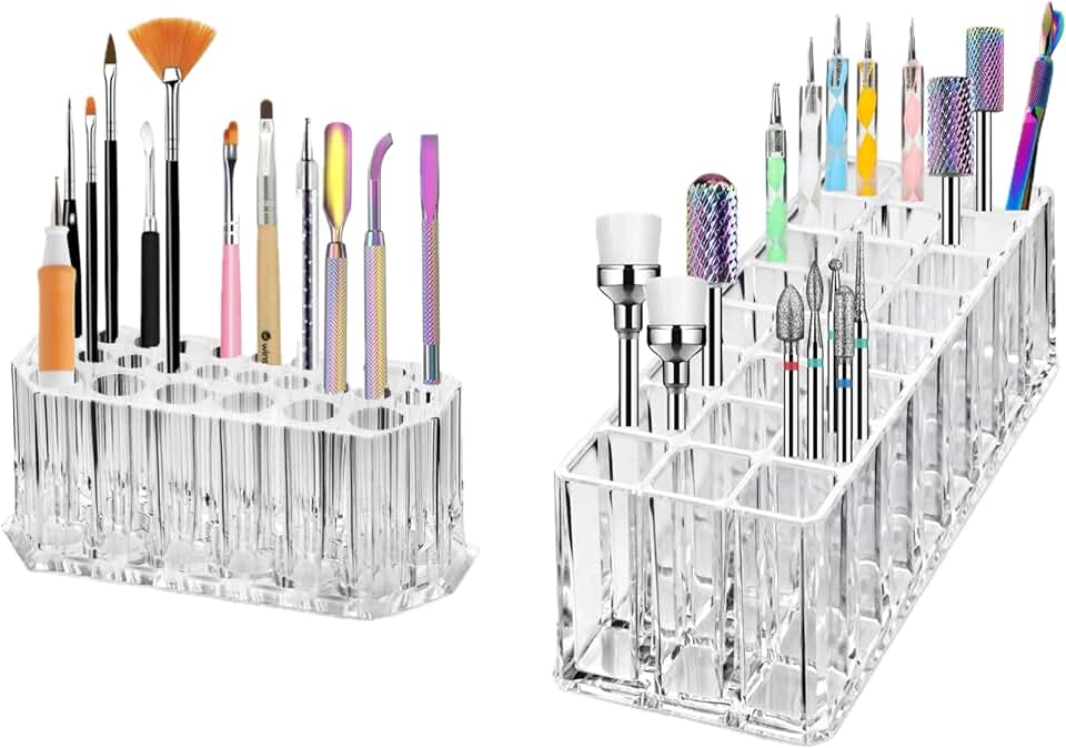 Set of 2 acrylic nail art tool organizers