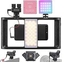 Stereo Dual Shotgun Microphone with Video Rig and RGB LED Light
