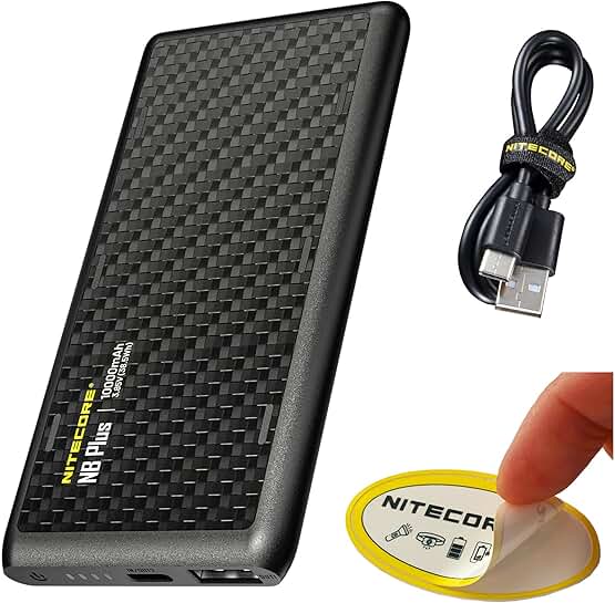 Lightweight 10,000mAh Power Bank with USB-C and USB-A