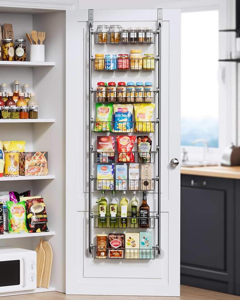 8-Tier Over-the-Door Pantry Organizer in Black