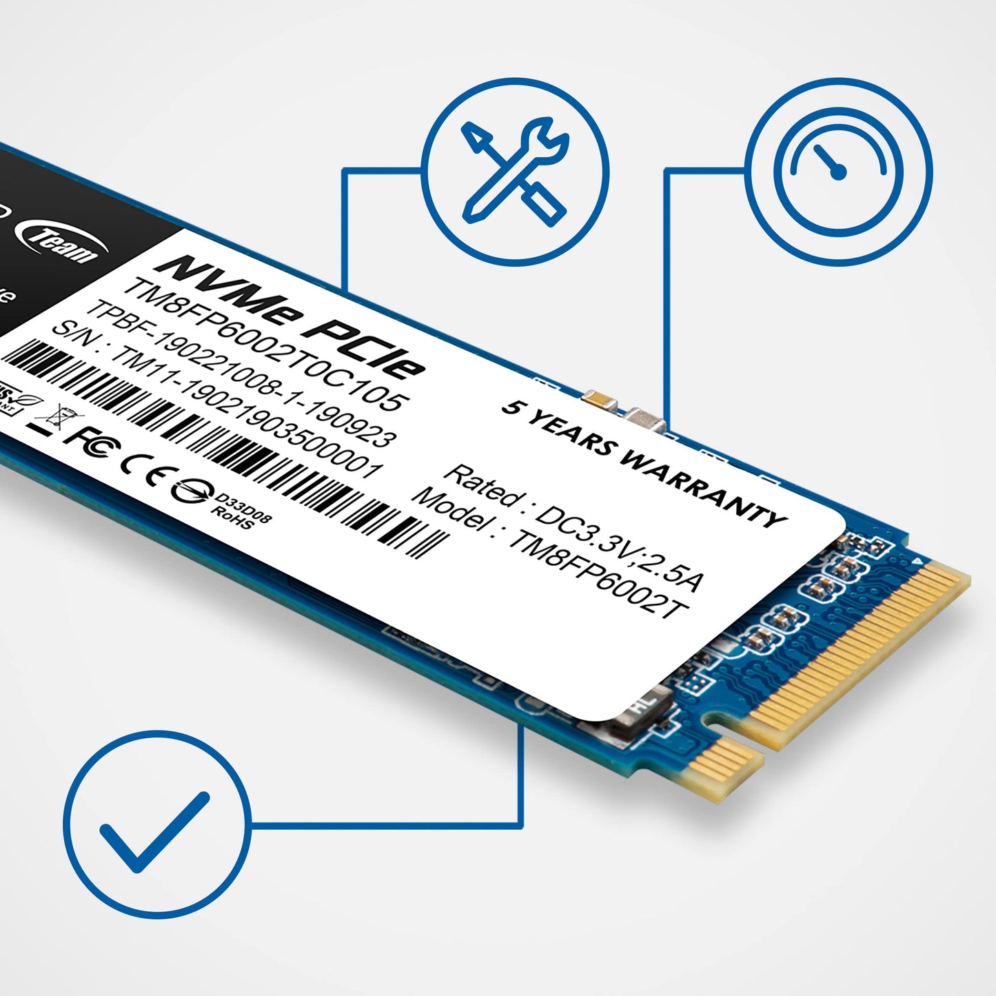 MP33 1TB SLC Cache 3D NAND TLC NVMe 1.3 PCIe Gen3x4 M.2 2280 Internal Solid State Drive SSD (Read/Write Speed up to 1,800/1,500 MB/s) Compatible with Laptop & PC Desktop TM8FP6001T0C101